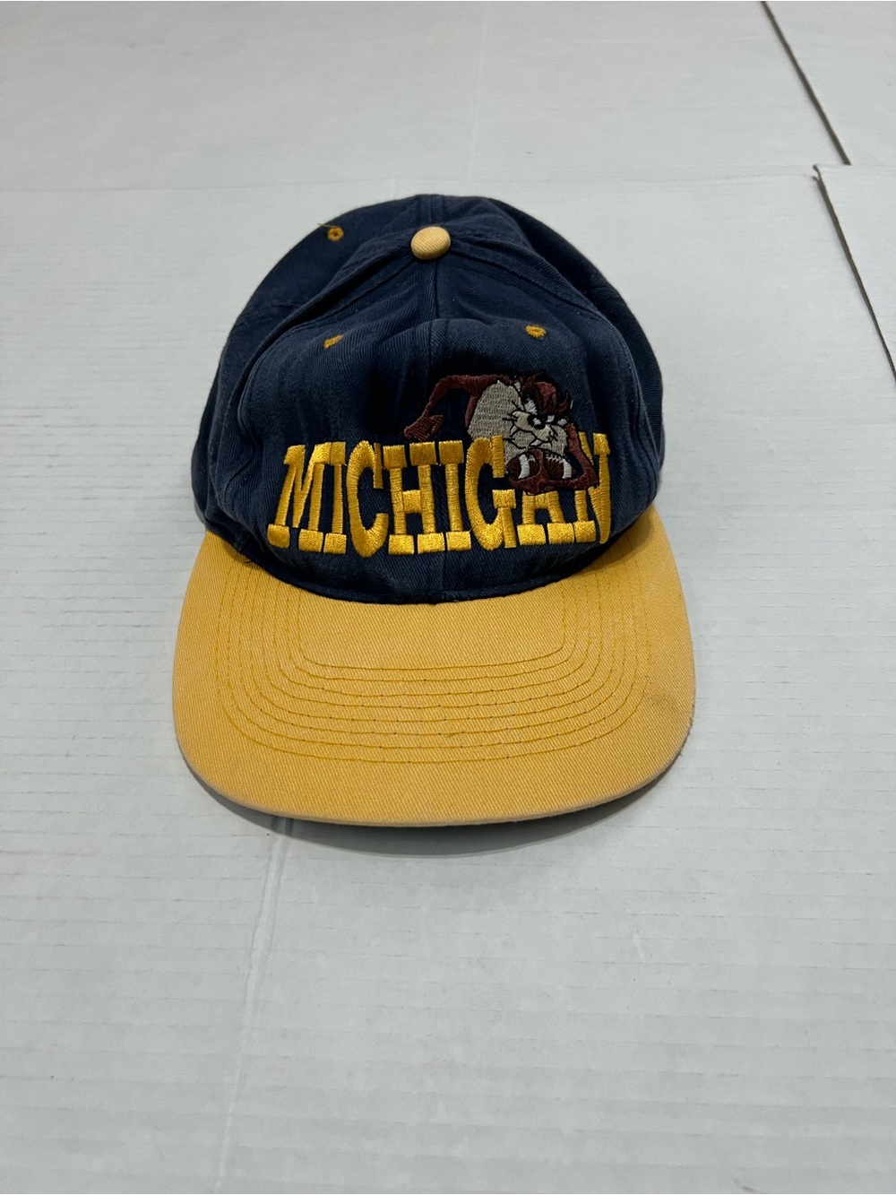 Vintage 90s Michigan University Wolverines SnapBack Hat Cap Taz Looney Tunes